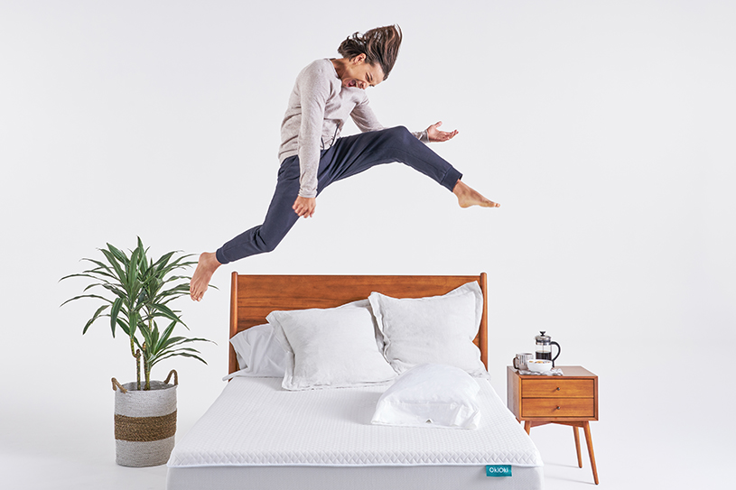 Person jumping on OkiOki bed